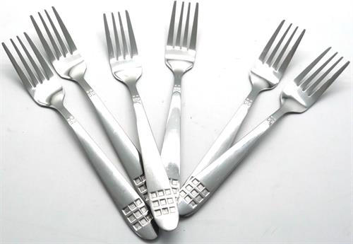 Casey Catering 6 Piece Stainless Steel Dinner Dessert Forks - Square Design