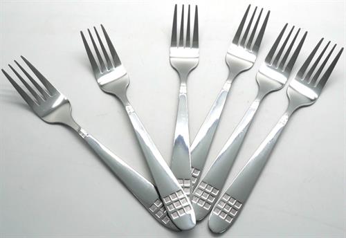 Casey Catering 6 Piece Stainless Steel Dinner Table Forks - Square Design