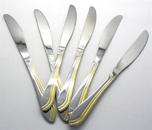 Casey Catering 6 Piece Stainless Steel Dinner Knives Set - Gold