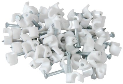 Noble 9mm Round Cable Clips with Nail White 100 Pieces