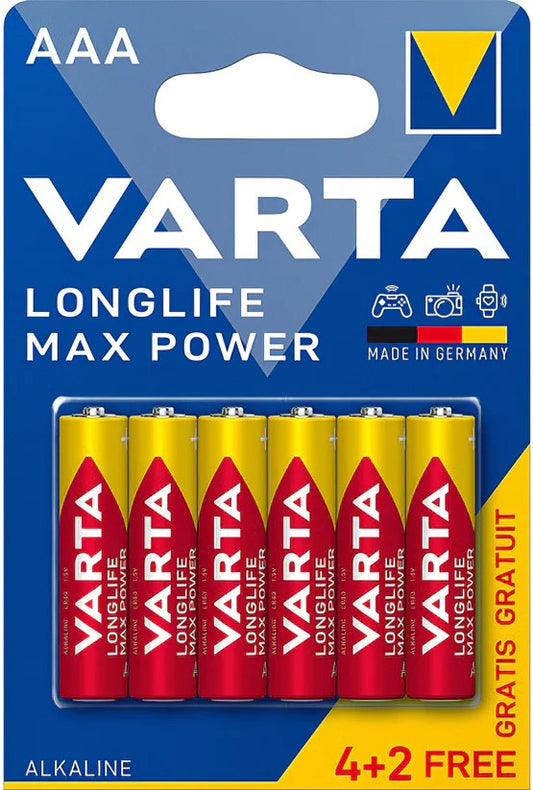 Varta Long life Max Power Alkaline AAA batteries 6 Pack